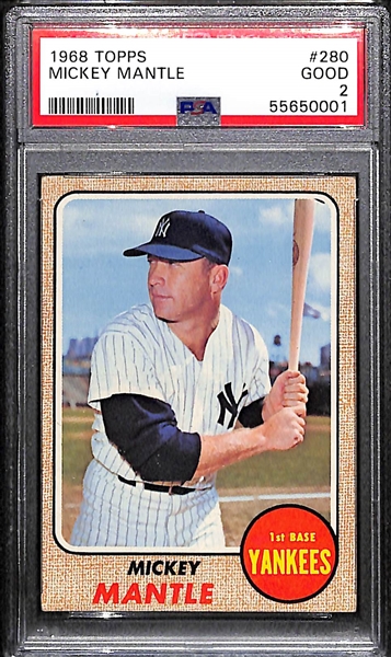 1968 Topps Mickey Mantle #280 Graded PSA 2