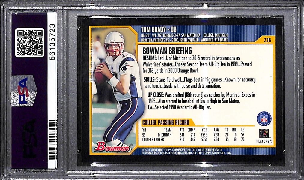 2000 Bowman Tom Brady #236 Rookie Card Graded PSA 9