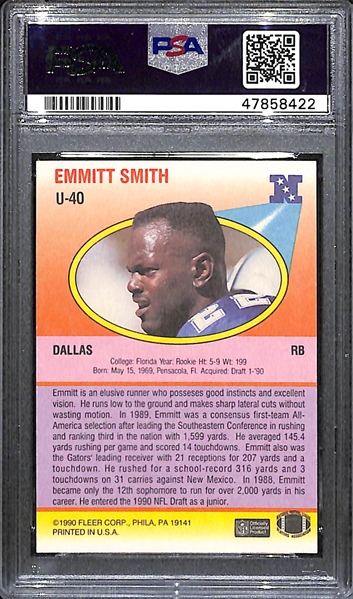 1990 Fleer Update Emmitt Smith Rookie Card #U-40 Graded PSA 10 Gem Mint
