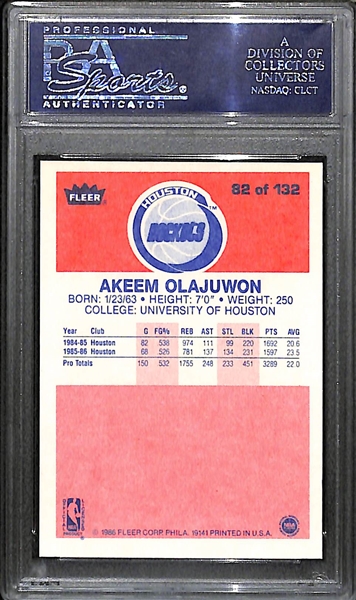 1986-87 Fleer Akeem Olajuwon #82 HOF Rookie Graded PSA 9 OC Mint