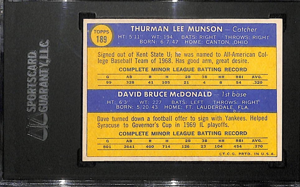 1970 Topps Thurman Munson #189 SGC 7.5