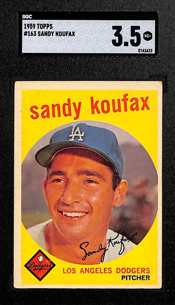 Lot of (3) 1958/59 Topps SGC Graded Cards w. Hall of Fame Players Koufax, Ford, Banks