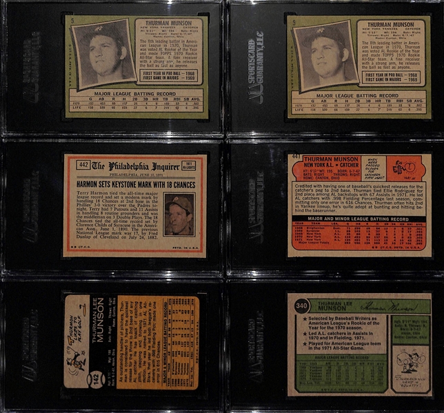 Lot of (6) 1971-74 Topps SGC Graded Thurman Munson Cards