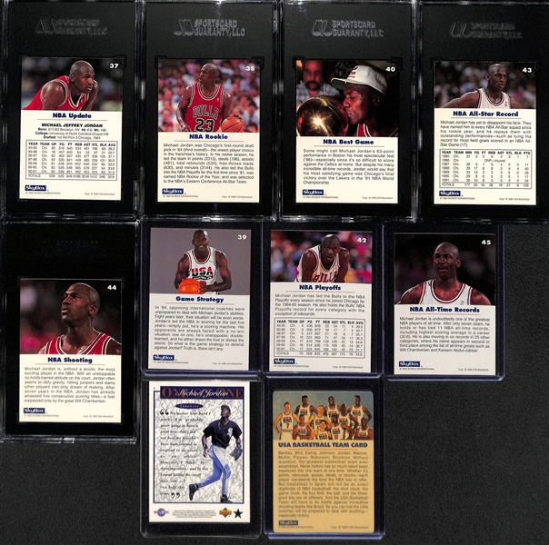 Lot of (10) 1992 Skybox Michael Jordan Cards w. (3) SGC 9.5 Graded Cards