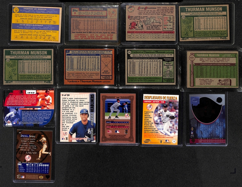 Lot of (22) 1958-2000s New York Yankees Cards w. Thurman Munson & Don Mattingly Rookie Cards