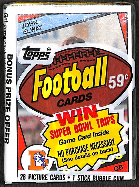 1984 Topps Sealed (Unopened) Cello Football Pack w. John Elway on Top of Pack