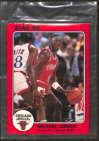 1985 Star Basketball Chicago Bulls Team 5x7 Card Set (w. Centered Michael Jordan on Front) in Factory Sealed Bag