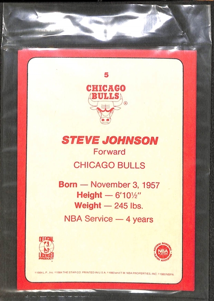 1985 Star Basketball Chicago Bulls Team 5x7 Card Set (w. Centered Michael Jordan on Front) in Factory Sealed Bag