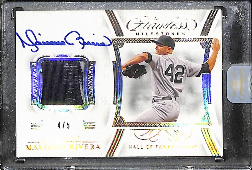 2020 Panini Flawless Milestones Mariano Rivera Autographed Jersey Patch Gold #ed 4/5