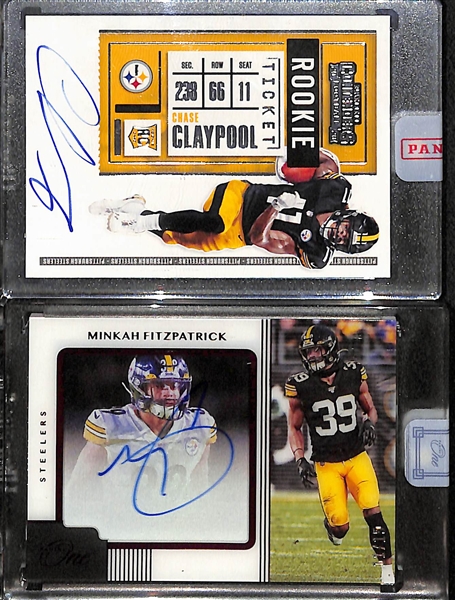 2020 Steelers Lot - Chase Claypool Contenders Autograph Rookie #120, Minkah Fitzpatrick Panini One Autograph  #11/25