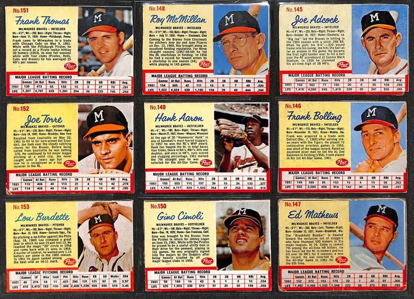 1962 Post Cereal Baseball Card Complete Set of 200 Cards w. Maris & Mantle