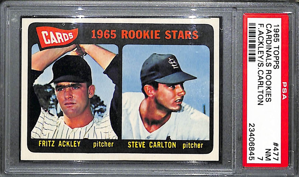 1965 Topps Steve Carlton Rookie Card #477 Graded PSA 7 Near Mint! Looks Pack Fresh!