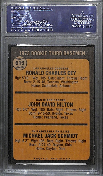 1973 Topps Mike Schmidt Rookie Card #615 Graded PSA 7 Near Mint! Looks Pack Fresh and Centered!