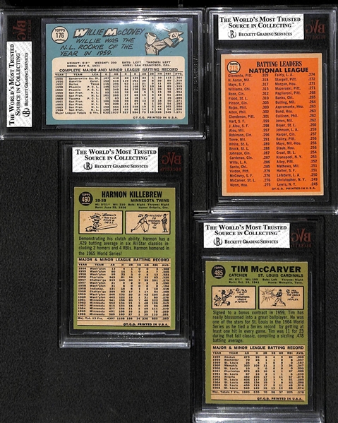 (4) Topps Graded Cards - 1965 McCovey BVG 7.5, 1966 Clemente/Aaron/Mays BVG 6, 1967 Killebrew BVG 6, 1967 McCarver BVG 7.5