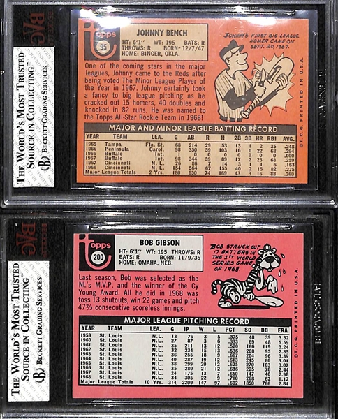 (2) 1969 Topps Graded Cards - 1969 Johnny Bench BVG 6.5, and 1969 Bob Gibson BVG 6.5