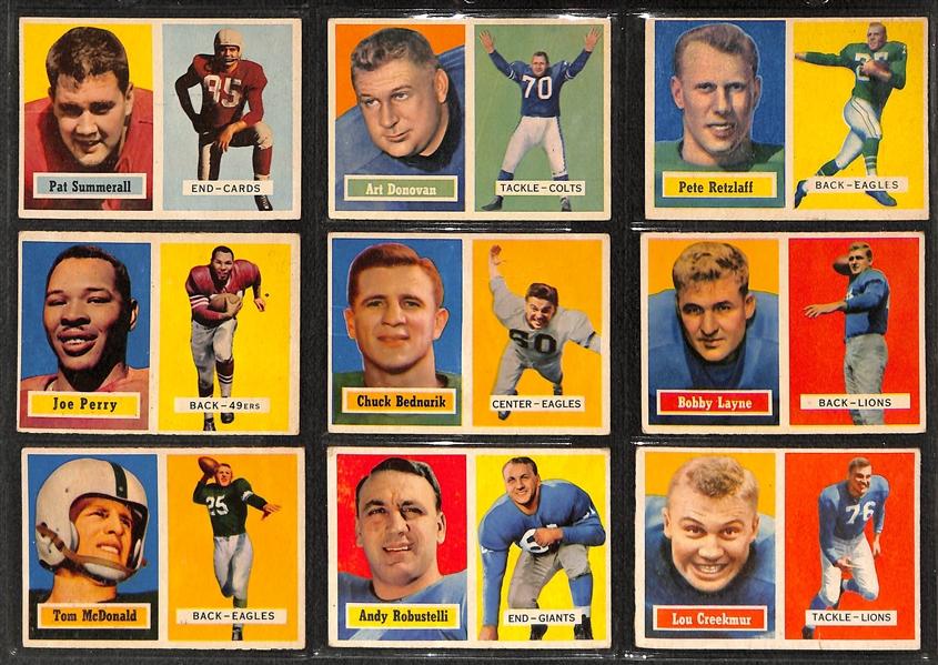 1957 Topps Football Partial Set (123 of 154 Cards) w. Blanda, Berry, Moore, Gifford, Bednarik, +