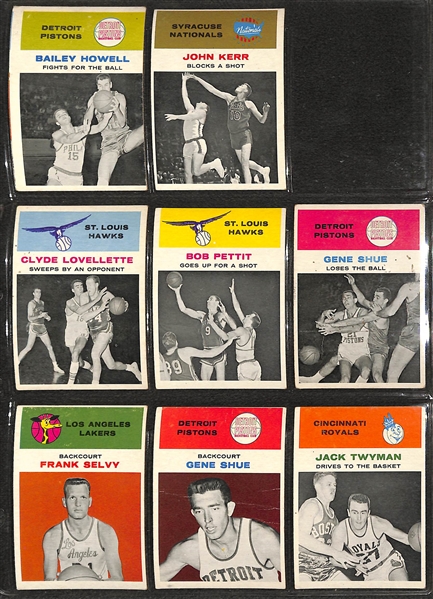 1961 Fleer Basketball Partial Set (44 of 66 Cards) w. Russell, Russell IA, Chamberlain IA, West, West IA, Baylor, Cousy, KC Jones, Greer, Heinsohn, Robertson IA, Baylor IA, Cousy IA, +