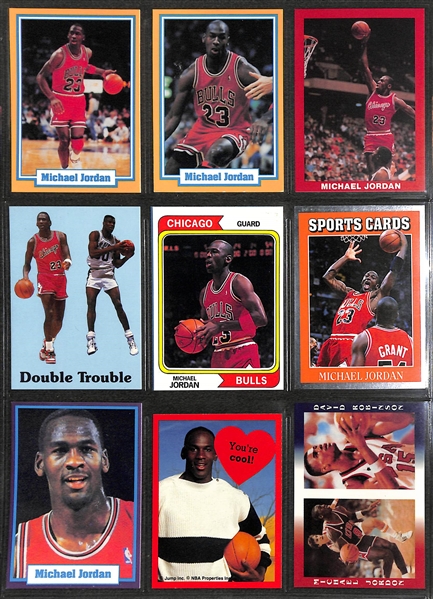 Over 255 Michael Jordan Cards w. Inserts and Non-Licensed Cards, Inc. 1988 Fleer Sticker, Total D Insert, +