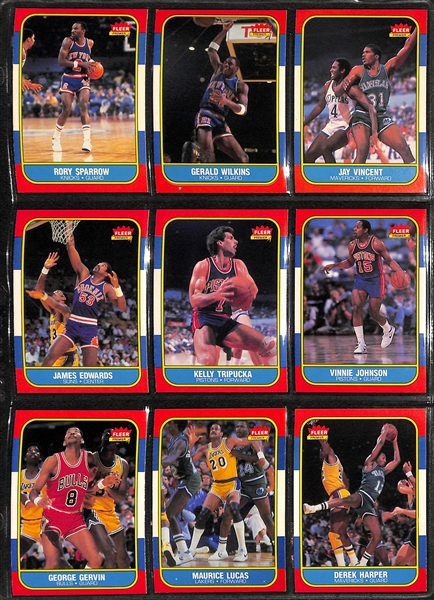 Basketball Lot - (37) 1986-87 Fleer (inc. Barkley RC, Webb, Ainge, Walton), (35) 1987-88 Fleer, and 1986 Fleer Dr J Sticker