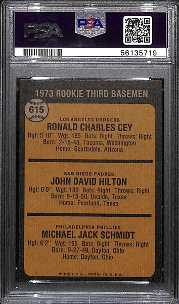 1973 Topps Mike Schmidt & Ron Cey Rookie Card #615 Graded PSA 7