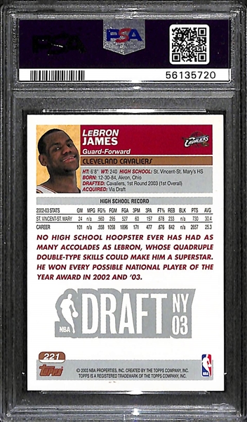 2003-04 Topps Lebron James #221 Rookie Card Graded PSA 6