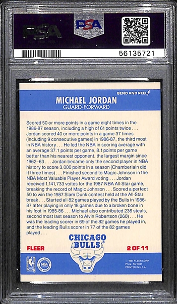 1987-88 Fleer Michael Jordan Sticker #2 Graded PSA 7