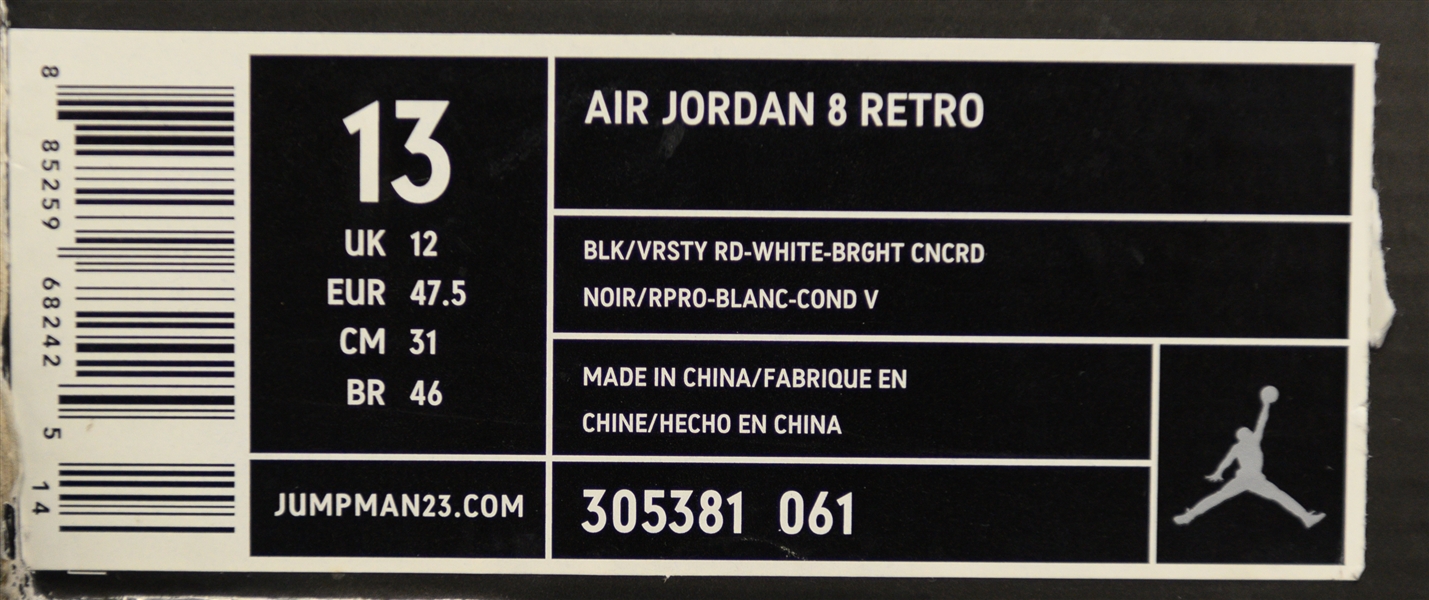 2007 Nike Air Jordan 8 Retro Playoffs w. Limited Edition Michael Jordan Card - Size 13 (Jordan's Actual Size)