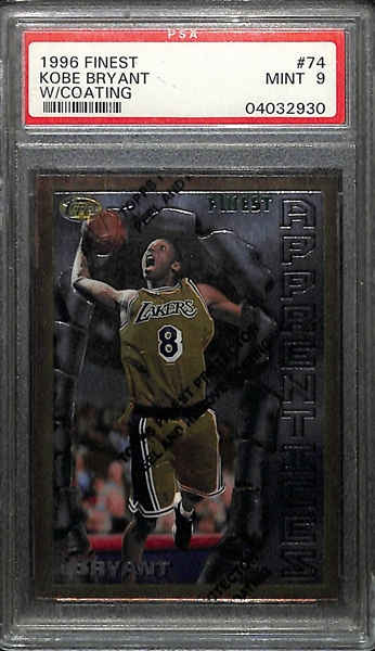 1996-97 Topps Finest Kobe Bryant Rookie Card (w. Coating) #74 Graded PSA 9 Mint
