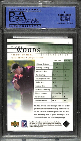 2001 Upper Deck Golf Tiger Woods #1 Rookie Card Graded PSA 9 Mint