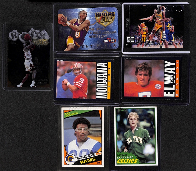 (7) Card Sports Legends Lot w/ Michael Jordan Rock Stars Insert, 1981 Topps Larry Bird, 1984 Dickerson Rookie