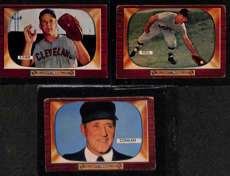 Lot of (130) Different 1955 Bowman Baseball Cards w. Al Kaline (2nd year)