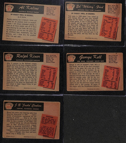 Lot of (130) Different 1955 Bowman Baseball Cards w. Al Kaline (2nd year)