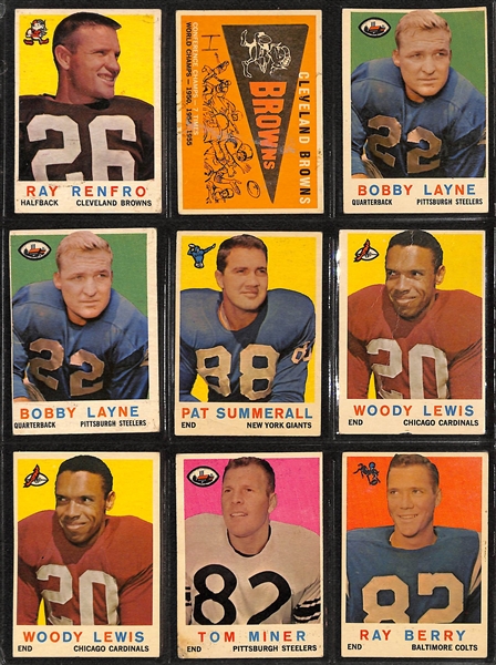 Lot of (200+) Assorted 1957-1960 Topps Football Cards w. (3) 1959 Jim Brown 2nd Year Cards