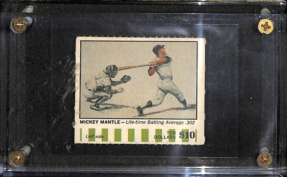 1968 Mickey Mantle American Oil Coupon Card w. (3) 1964 Topps Coins and (5) 1920s Strip Cards