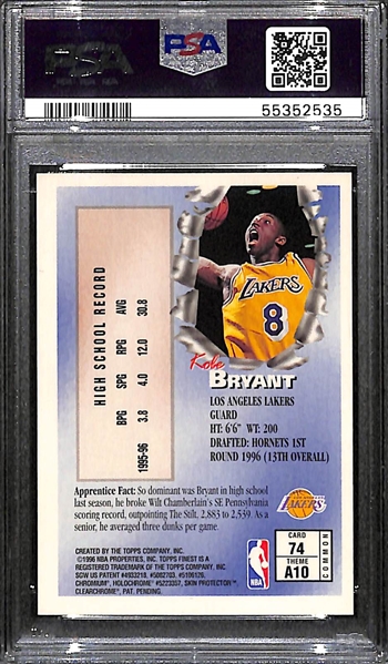 1996 Topps Finest Kobe Bryant #74 Rookie Card Graded PSA 8