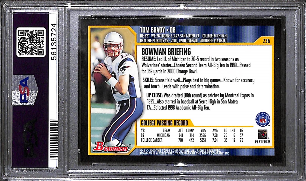 2000 Bowman Tom Brady #236 Rookie Card Graded PSA 8