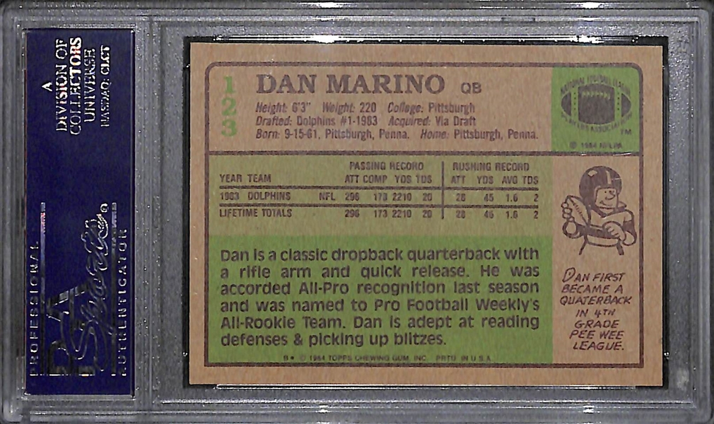 1984 Topps Dan Marino Rookie Card Graded PSA 9 Mint