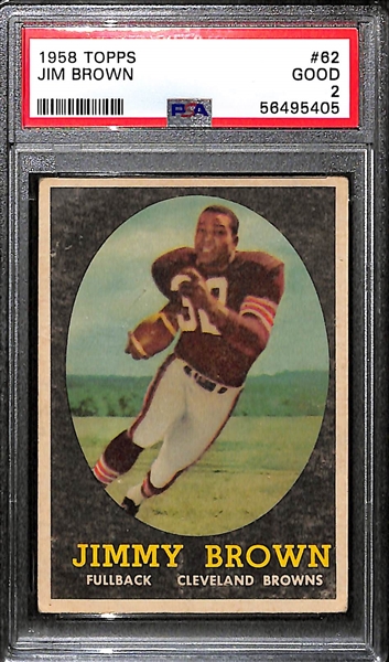 1958 Topps Jim Brown #62 Rookie Card Graded PSA 2