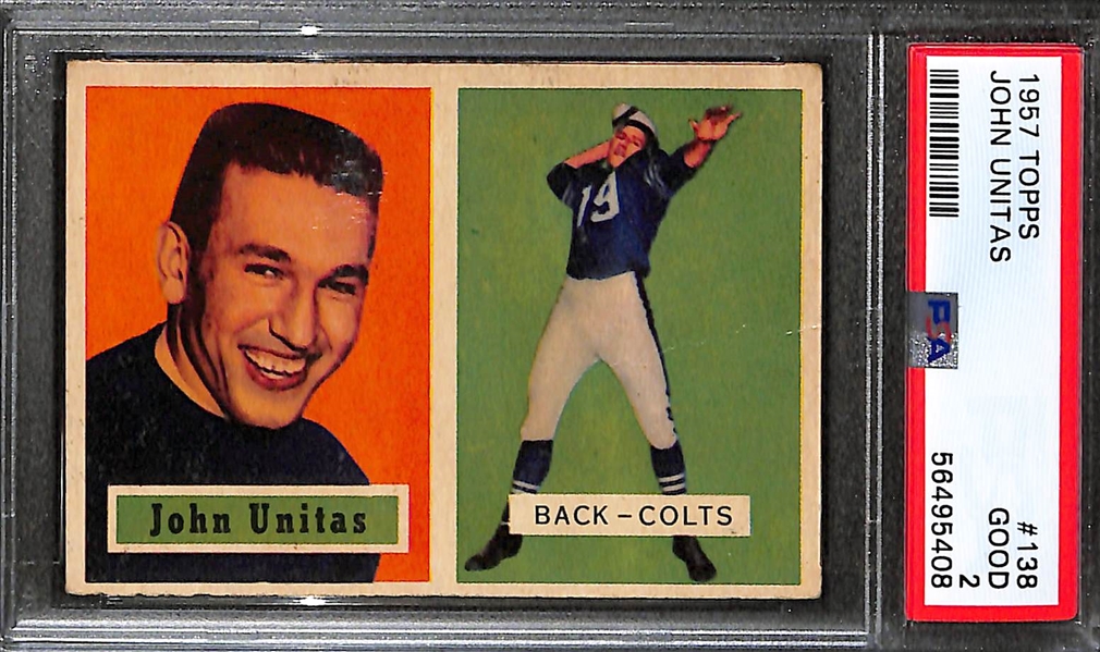 1957 Topps Johnny Unitas Rookie #138 (PSA 2) and Paul Hornung Rookie #151 (PSA 1) - Two Football HOF Rookie Cards!