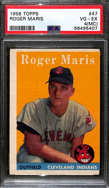 1958 Topps Roger Maris #47 Rookie Card Graded PSA 4MK