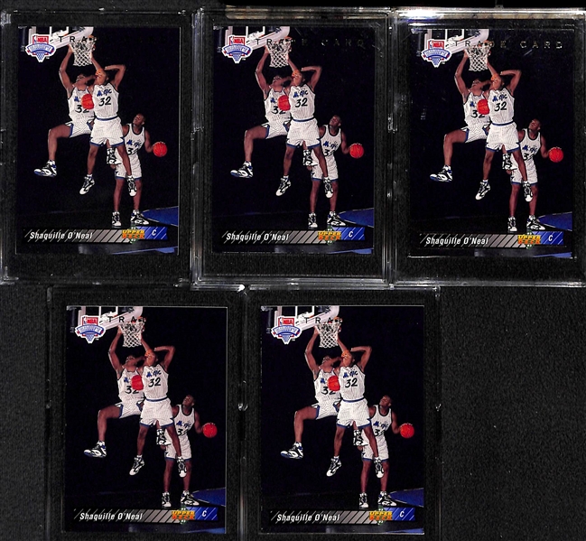 Lot of (16) Basketball Rookie Cards w. (5) UD Trade Shaquille O'Neal, 1988 Fleer John Stockton, (2) NBAHoops David Robinson Rookies, +