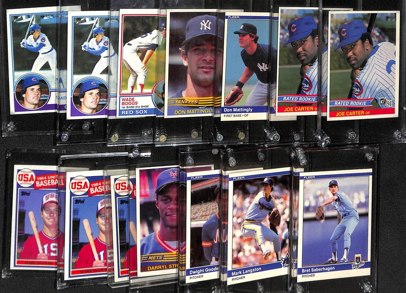 Lot of (14) 1983-85 Baseball Rookies w. (2) Sandberg, Boggs, (2) Mattingly, (2) J. Carter, (3) McGwire, Strawberry, Gooden, +