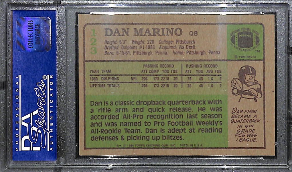 1984 Topps Dan Marino Rookie Card #123 Graded PSA 8 NM-MT