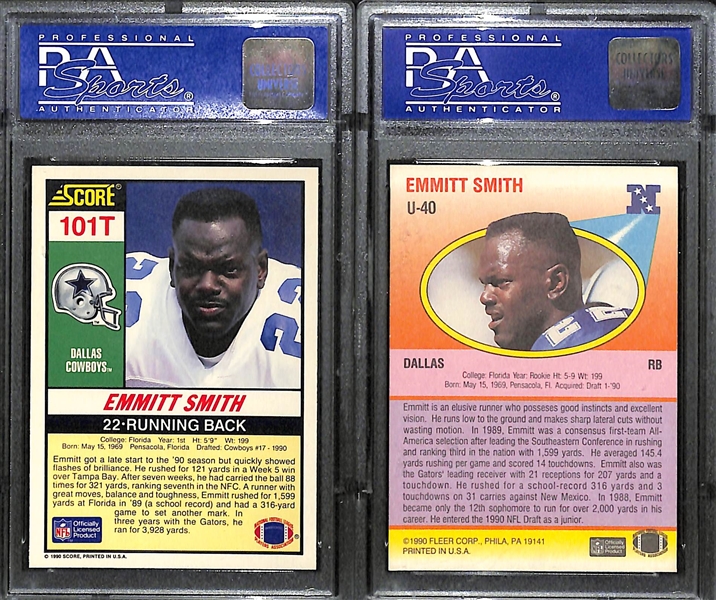 Emmitt Smith Rookie Lot - 1990 Score Supplemental PSA 9 & 1990 Fleer Update PSA 9