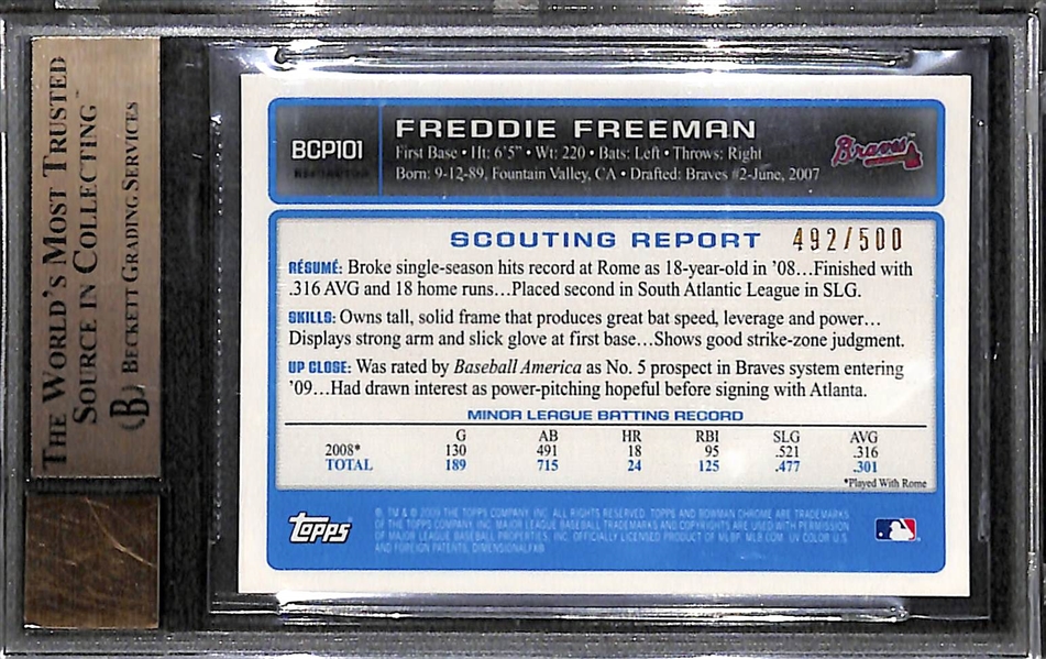 2009 Bowman Chrome Prospects Refractors Freddie Freeman BGS 9.5, Autograph Grade 10