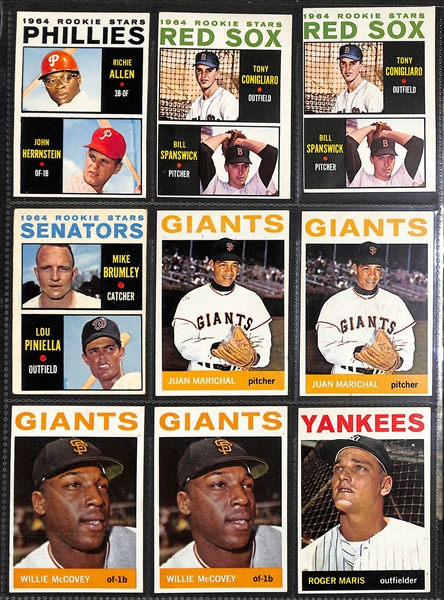 Lot of (500+) Assorted 1964 Topps Baseball Cards w. Carl Yastrzemski x5 & Willie Stargell (2nd year)