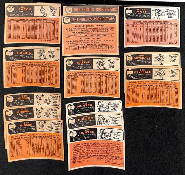 Lot of Approximately (400) Assorted 1966 Topps Baseball Cards w. Hank Aaron & Ferguson Jenkins RC x2