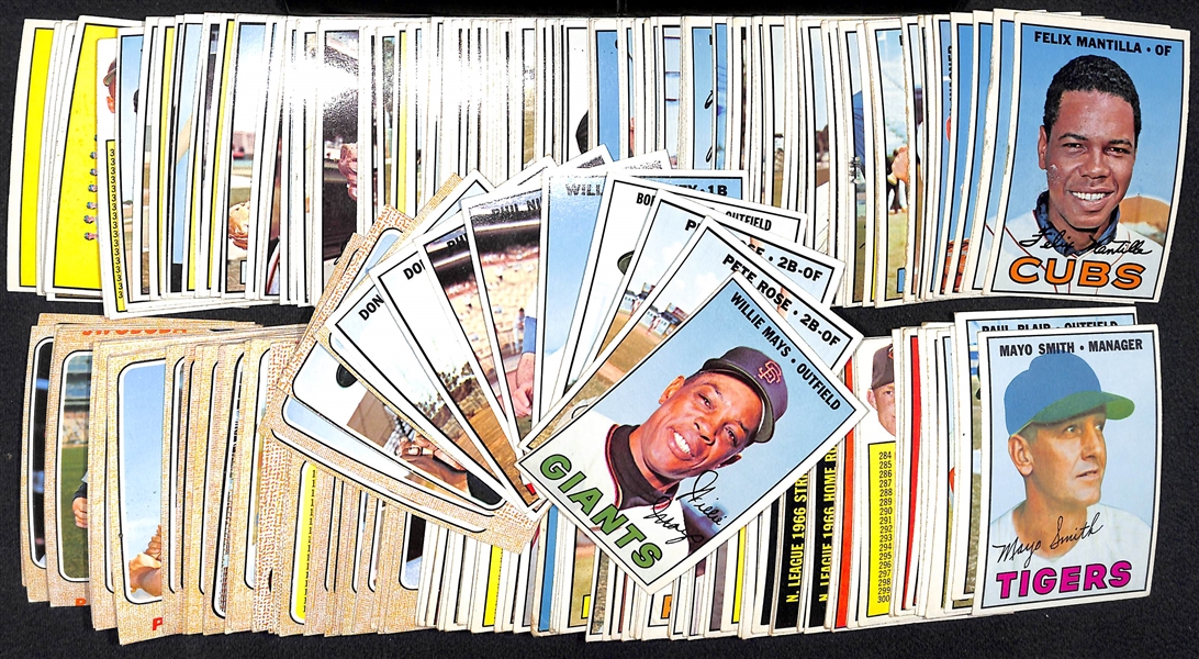 Lot of (250+) 1967-68 Topps Baseball Cards w. 1967 Willie Mays & 1967 Pete Rose x2