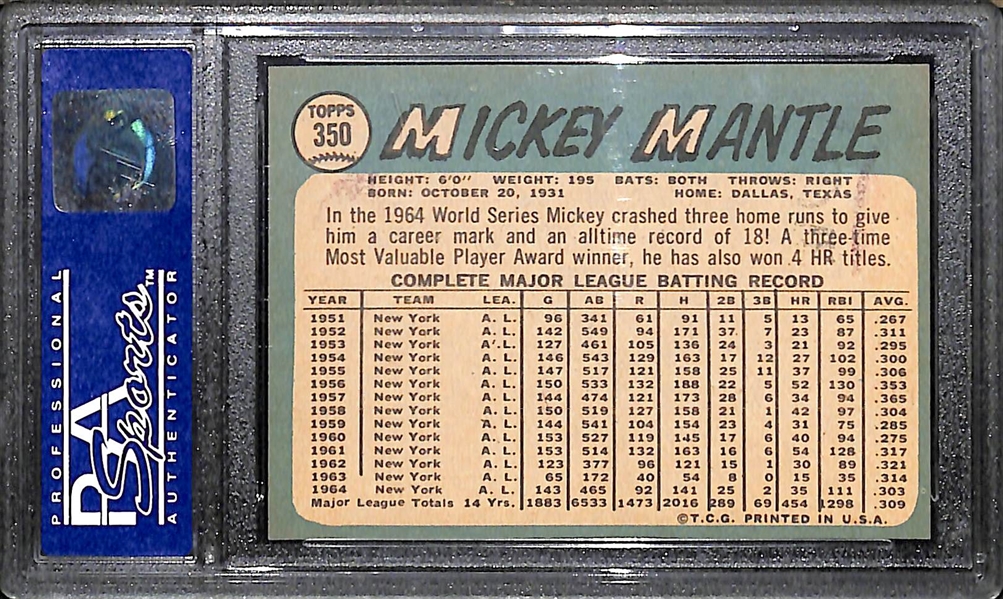 1965 Topps Mickey Mantle #350 PSA 7