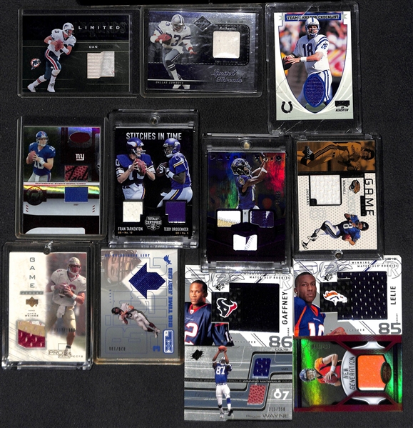 (16) Football Cards inc. 3 Printing Plates (#ed 1/1 - w. Stefon Diggs Patch) and 13 Jersey Cards (w. Marino, Dorsett, P. Manning, E. Manning, Tarkenton, Marquise Brown